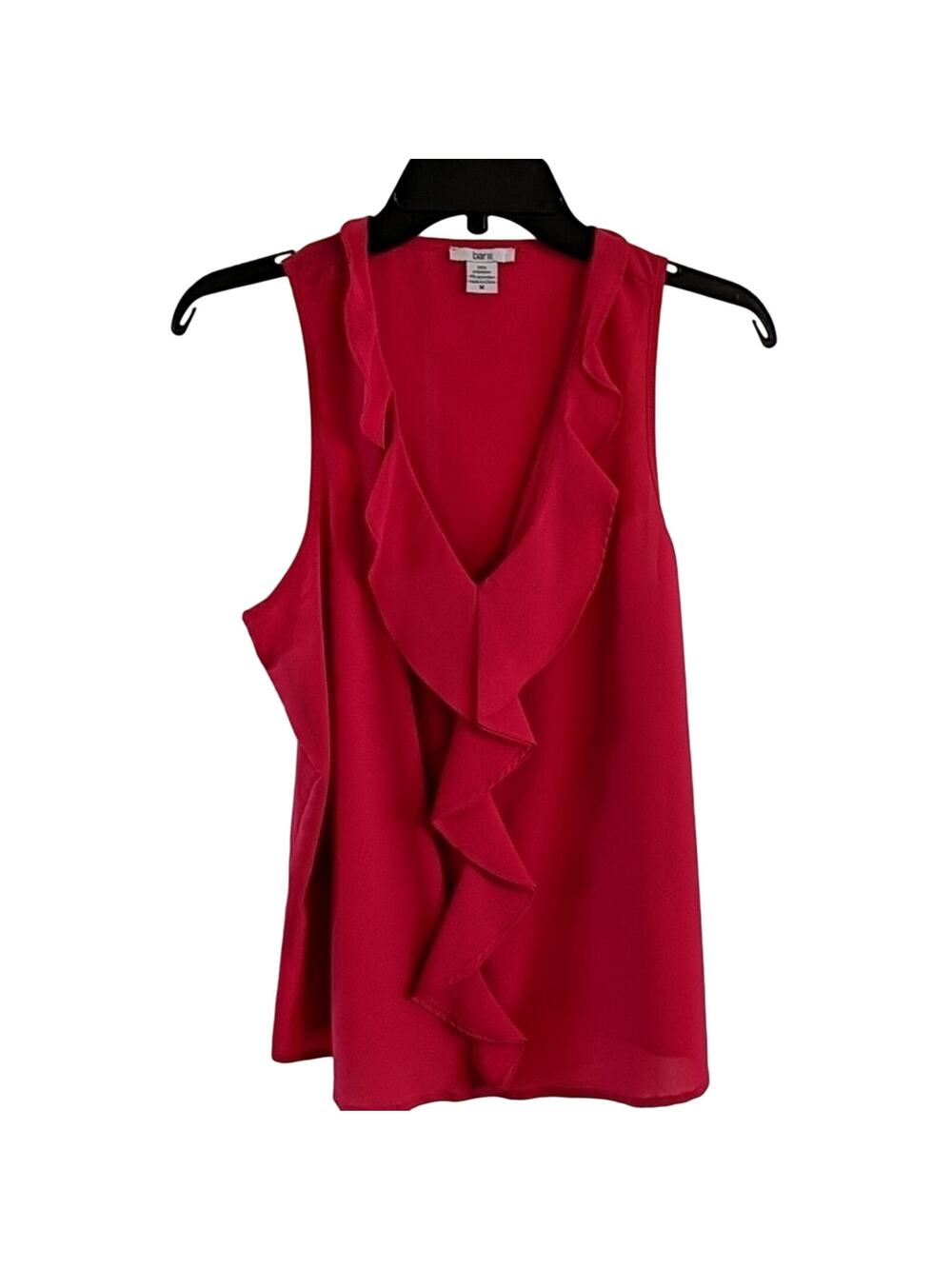 Bar III Pink Ruffle Front Top, M
